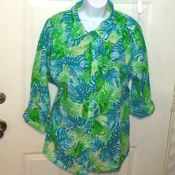 EUC~LAURA SCOTT Woman~Gorgeous Plus Size Button Down Cotton Top~20\22W - Picture 3 of 15